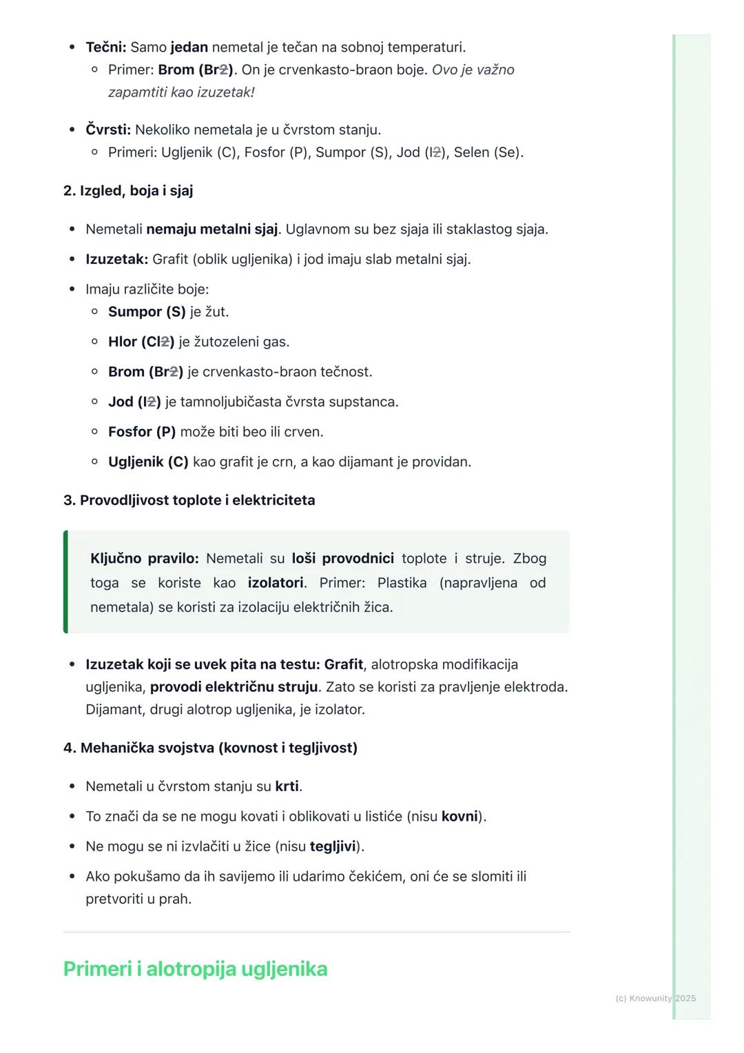 # Opšte karakteristike nemetala

Uvod u nemetale

Nemetali su grupa hemijskih elemenata sa svojstvima koja su uglavnom
suprotna svojstvima m