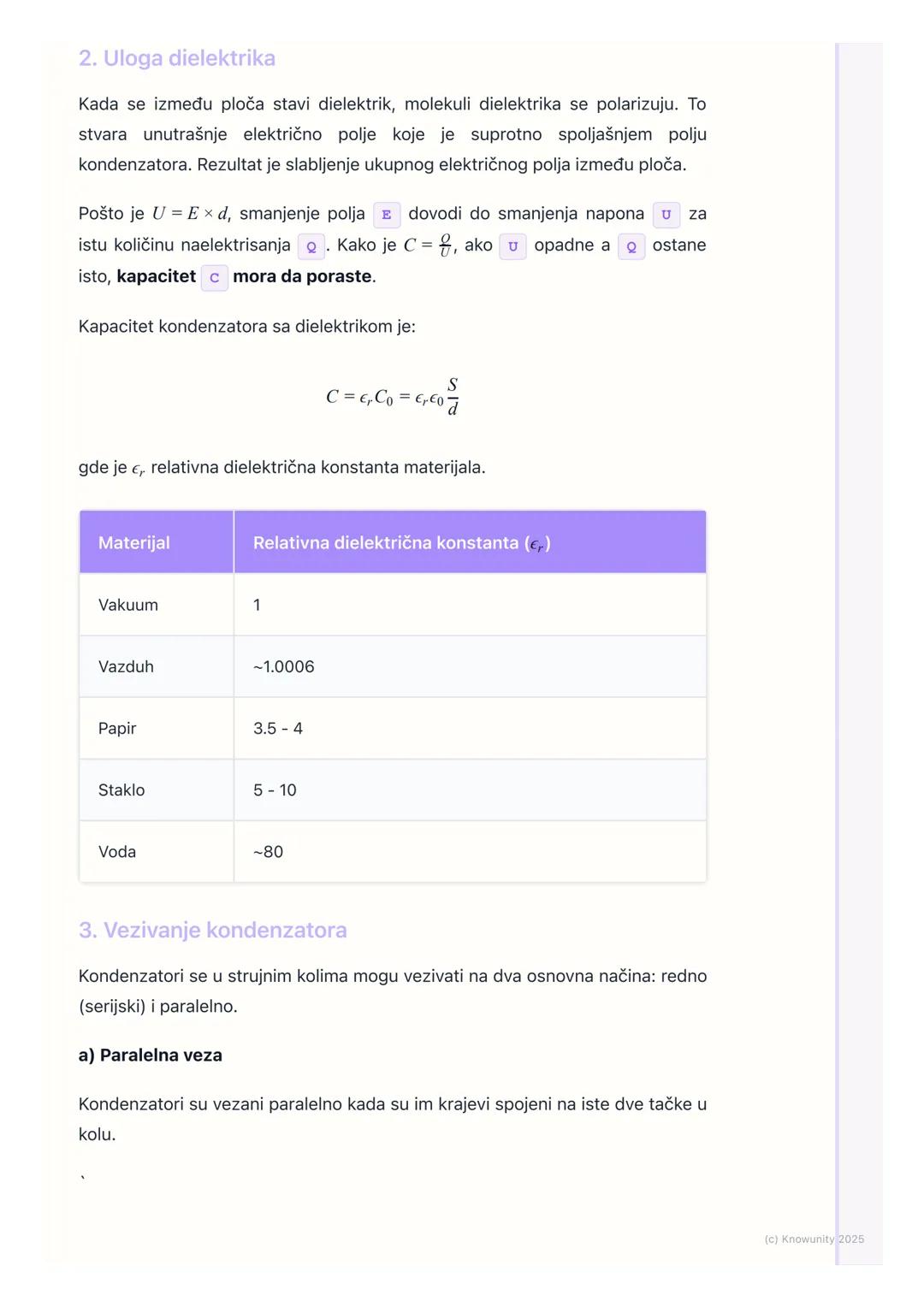 # Kondenzatori i dielektrici

Uvod u kondenzatore

Kondenzatori su elektronske komponente čija je osnovna funkcija da skladište
naelektrisan