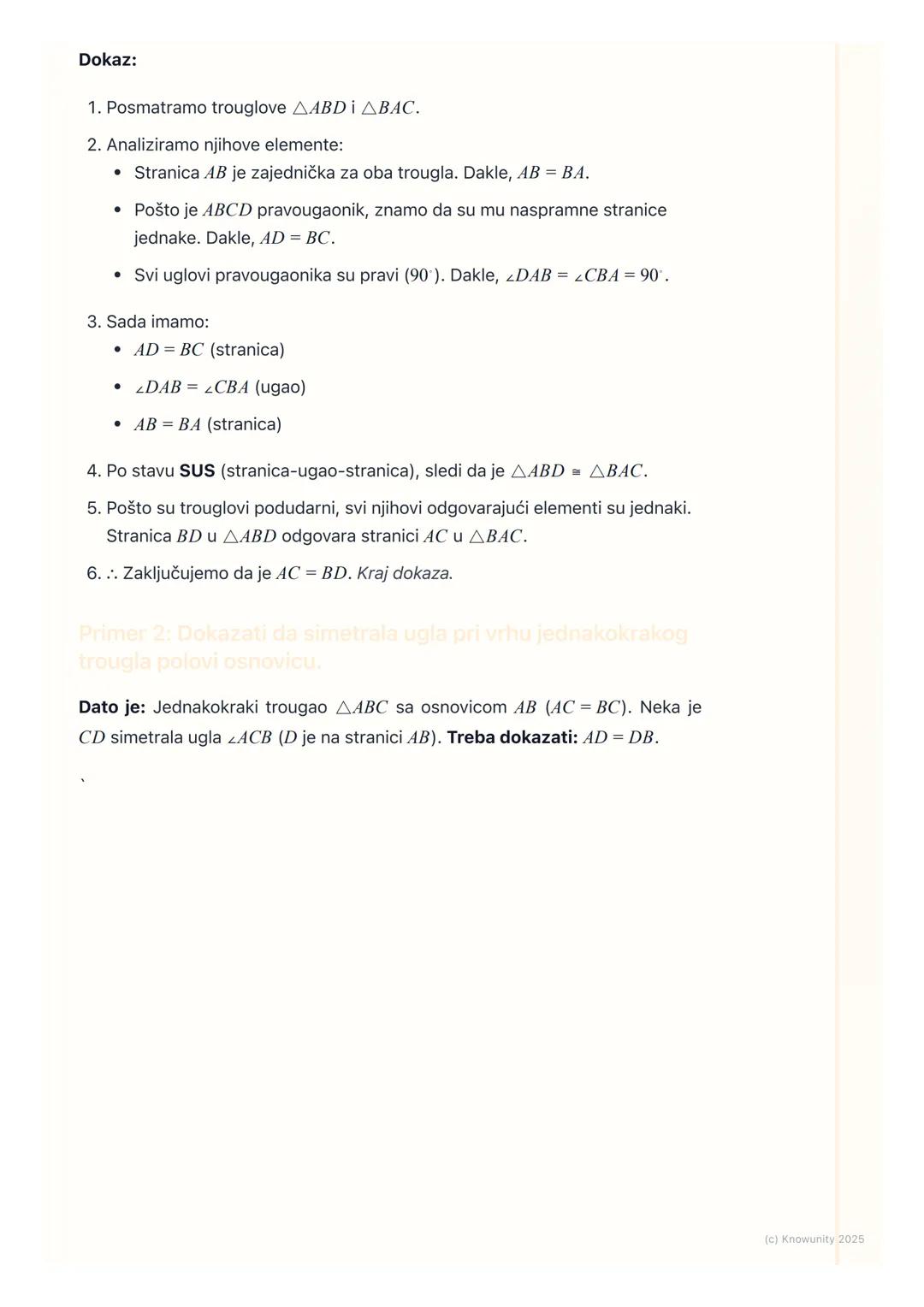 # Podudarnost trouglova

Uvod u podudarnost trouglova

Podudarnost je u osnovi geometrijski pojam za "jednakost" oblika. Dva trougla
su podu