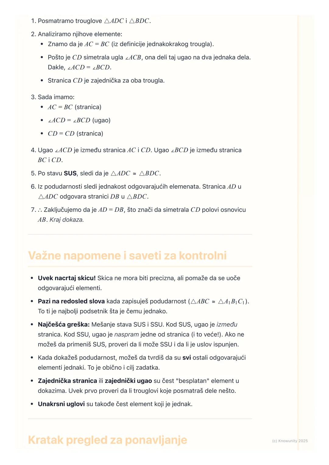 # Podudarnost trouglova

Uvod u podudarnost trouglova

Podudarnost je u osnovi geometrijski pojam za "jednakost" oblika. Dva trougla
su podu