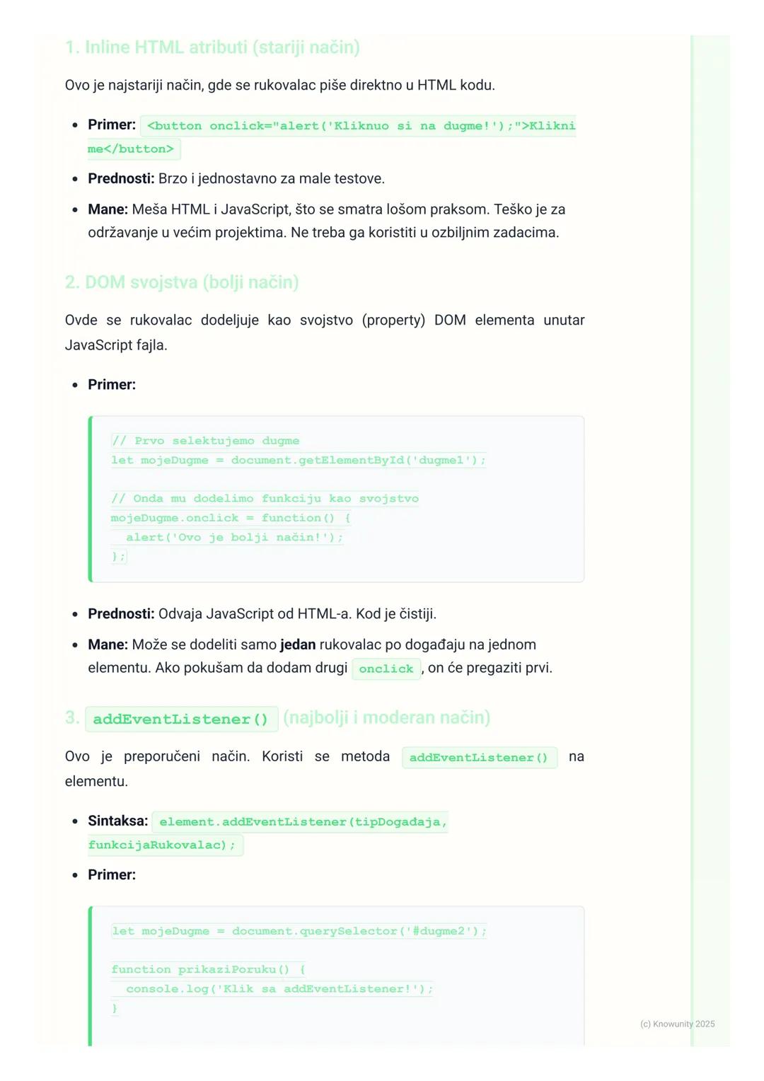 # JavaScript - događaji

Uvod u događaje

Događaji (events) su akcije koje se dešavaju na veb stranici, a na koje JavaScript
može da reaguje