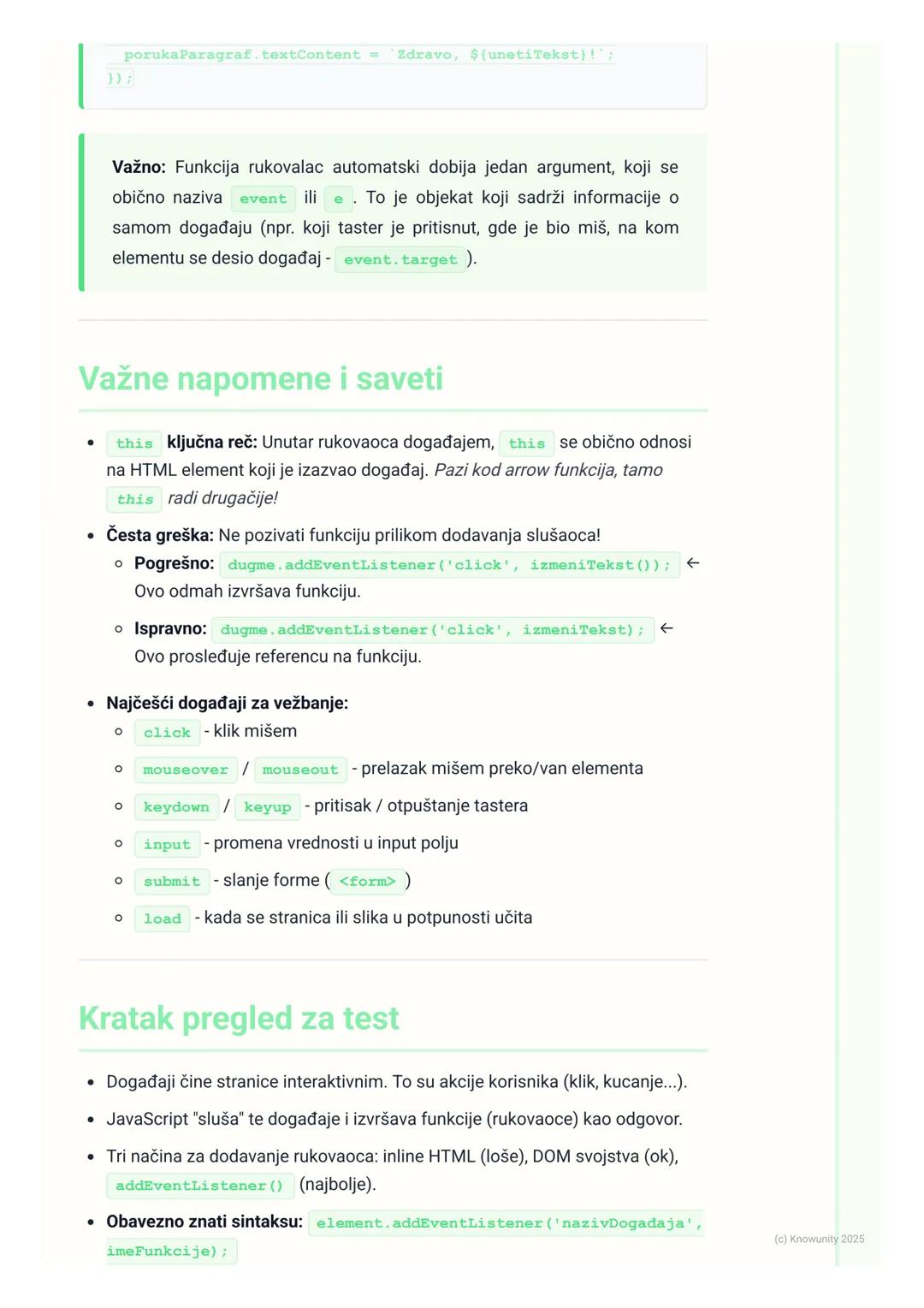 # JavaScript - događaji

Uvod u događaje

Događaji (events) su akcije koje se dešavaju na veb stranici, a na koje JavaScript
može da reaguje