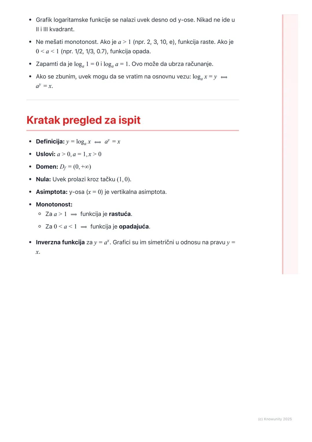 # Logaritamska funkcija

Uvod u logaritamsku funkciju

Logaritamska funkcija je inverzna funkcija eksponencijalnoj funkciji. Dok
eksponencij