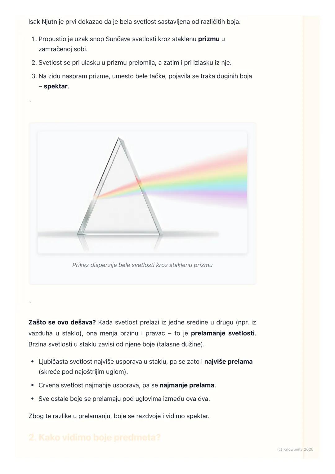 # Boja svetlosti i disperzija

Boja svetlosti i disperzija

Svetlost Sunca ili sijalice nam izgleda belo, ali u stvari nije. Bela svetlost j