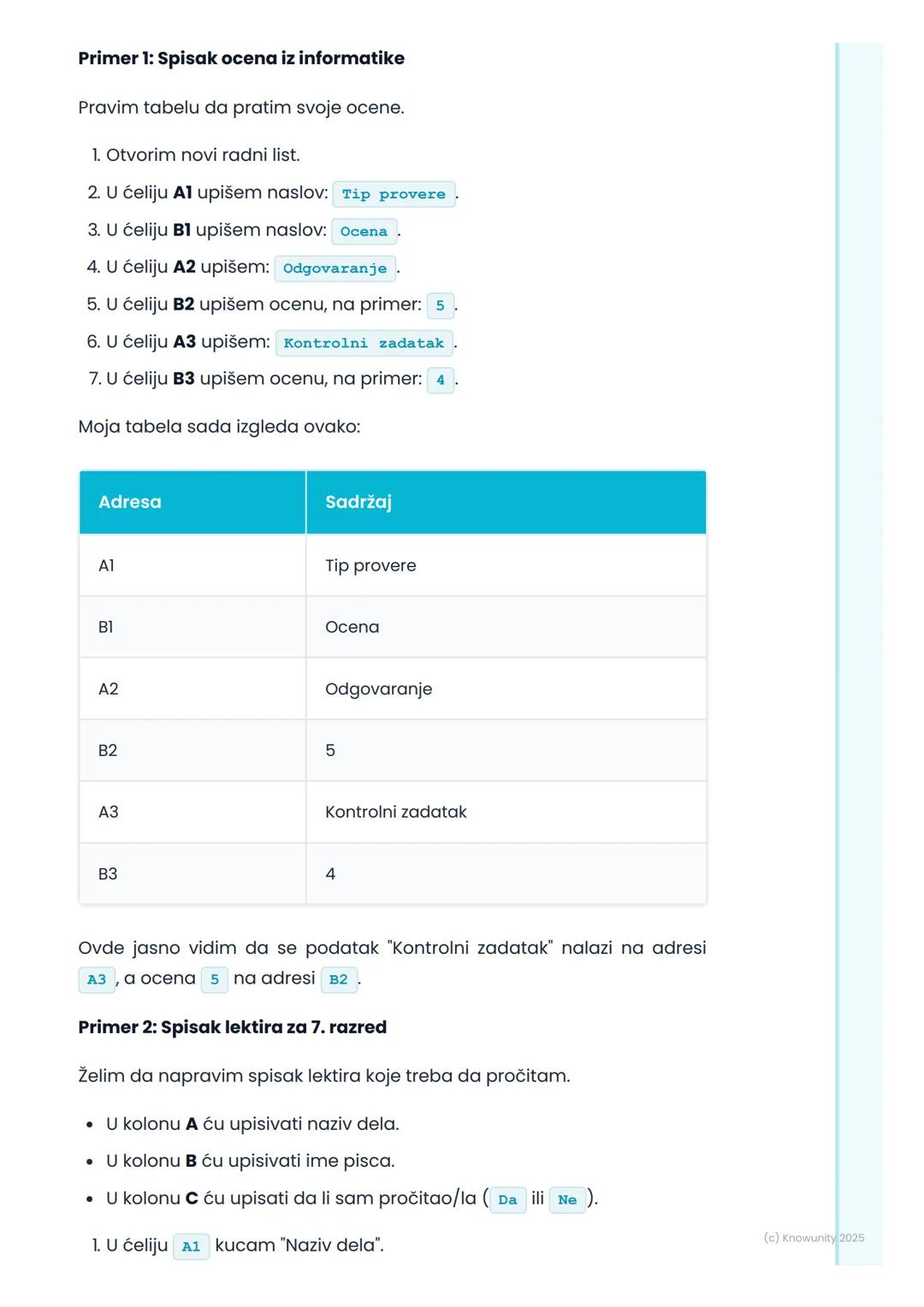 # Osnovni elementi radnog
lista

Uvod u radni list

Programi za tabelarne proračune (kao što su Microsoft Excel ili Google
Sheets) služe za 