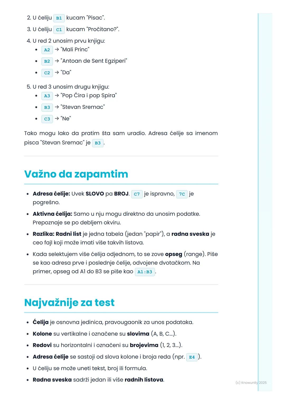 # Osnovni elementi radnog
lista

Uvod u radni list

Programi za tabelarne proračune (kao što su Microsoft Excel ili Google
Sheets) služe za 