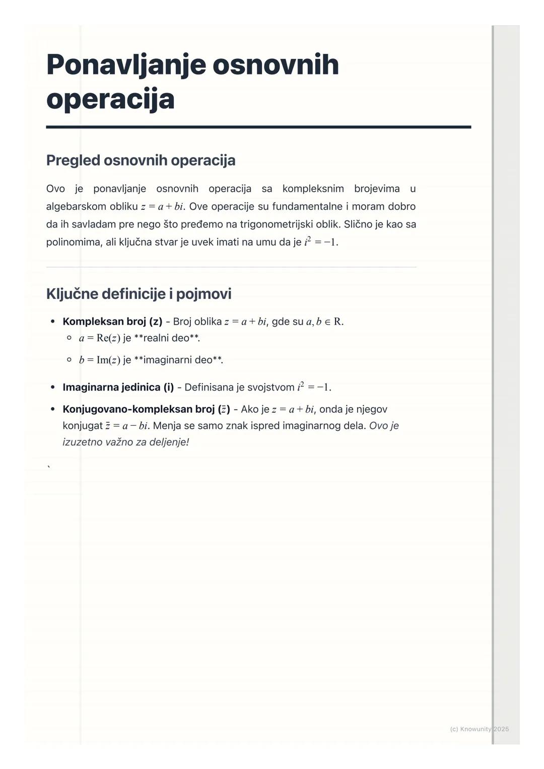 Ponavljanje osnovnih operacija