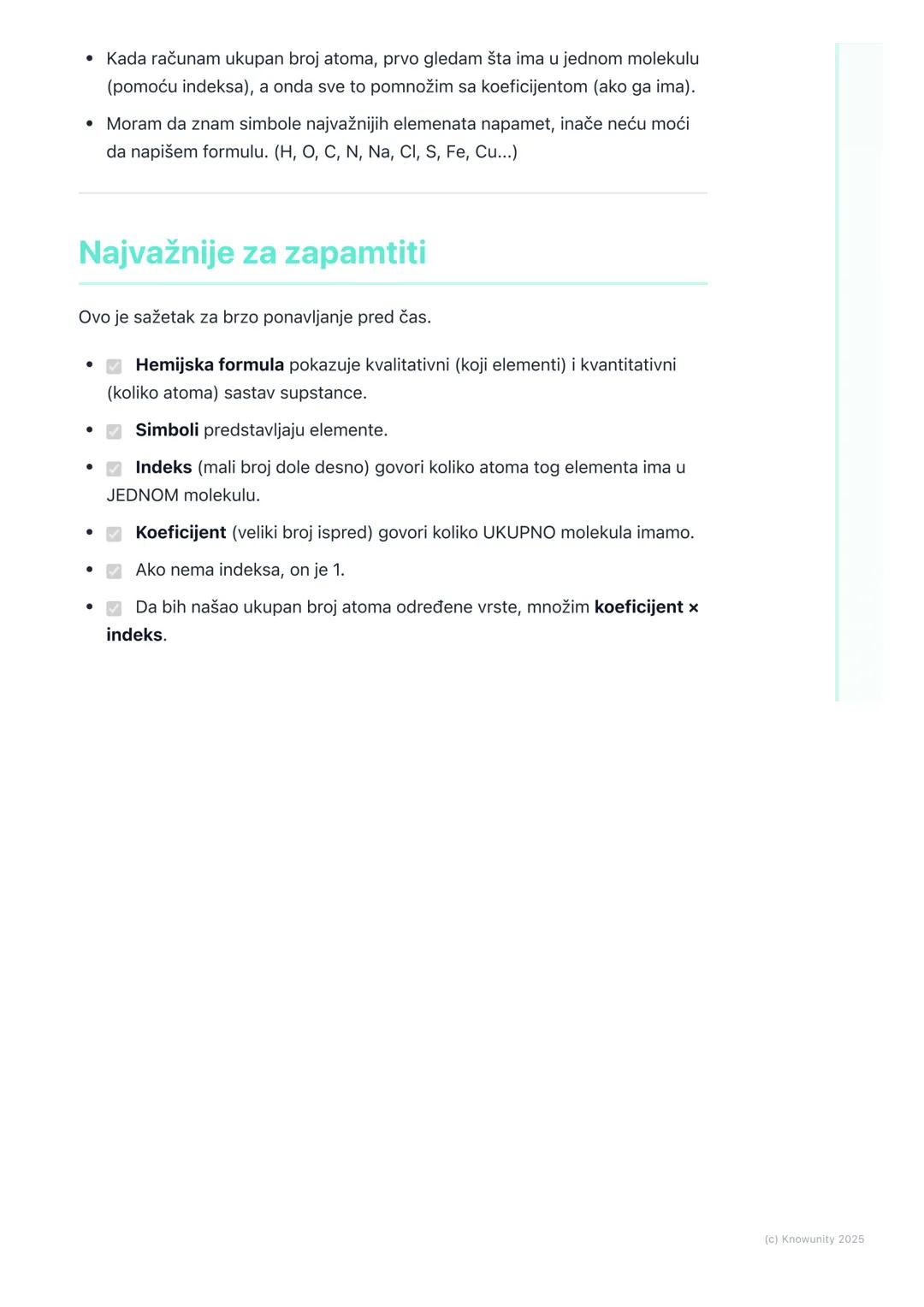 # Hemijske formule

## Šta su hemijske formule i zašto su važne

Hemijske formule su skraćeni način da se prikaže sastav hemijskih jedinjenj
