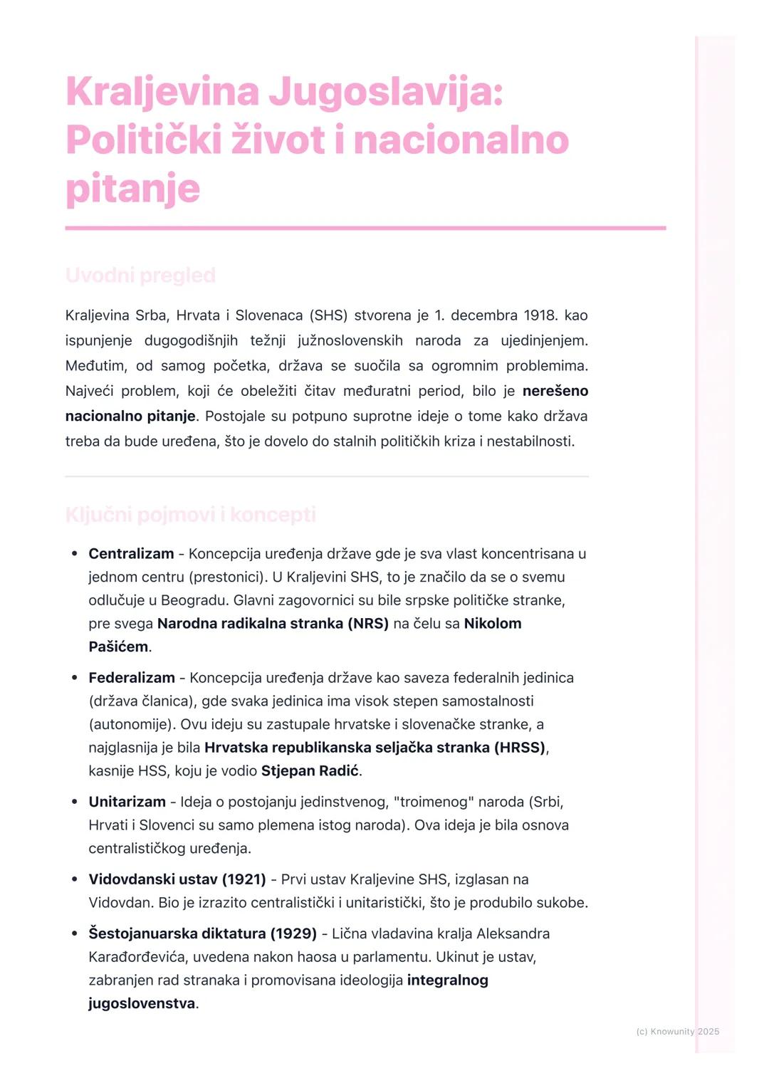 Kraljevina Jugoslavija: Politički život i nacionalno pitanje