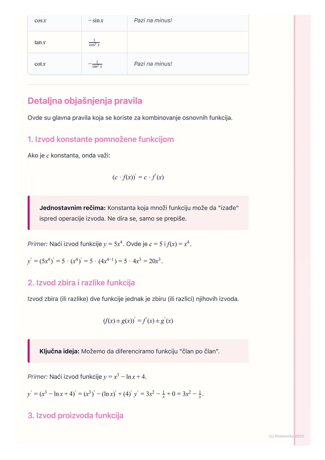 # Pravila diferenciranja

Uvod u pravila diferenciranja

Do sada smo tražili izvod funkcije po definiciji, koristeći limes. To je dug i čest