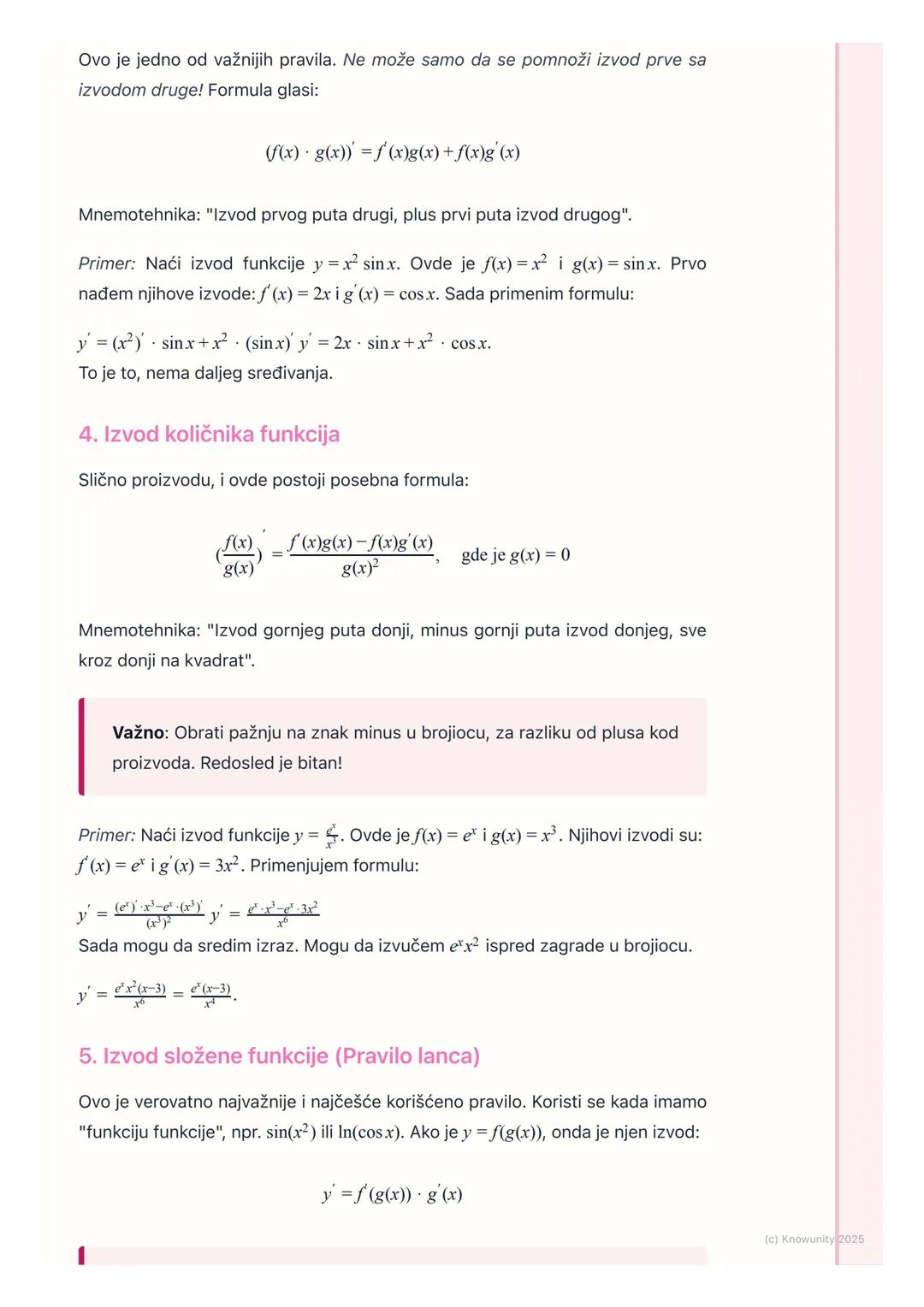 # Pravila diferenciranja

Uvod u pravila diferenciranja

Do sada smo tražili izvod funkcije po definiciji, koristeći limes. To je dug i čest