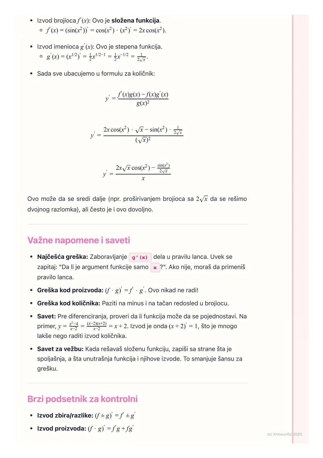 # Pravila diferenciranja

Uvod u pravila diferenciranja

Do sada smo tražili izvod funkcije po definiciji, koristeći limes. To je dug i čest