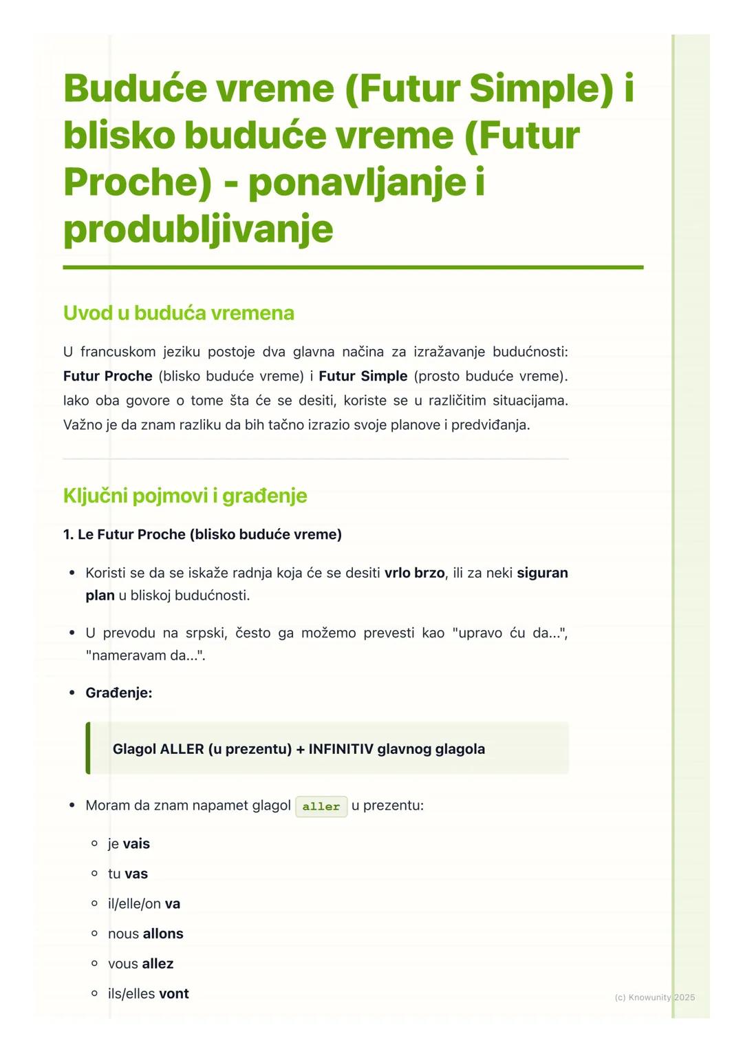 Buduće vreme (Futur Simple) i blisko buduće vreme (Futur Proche) - ponavljanje i produbljivanje