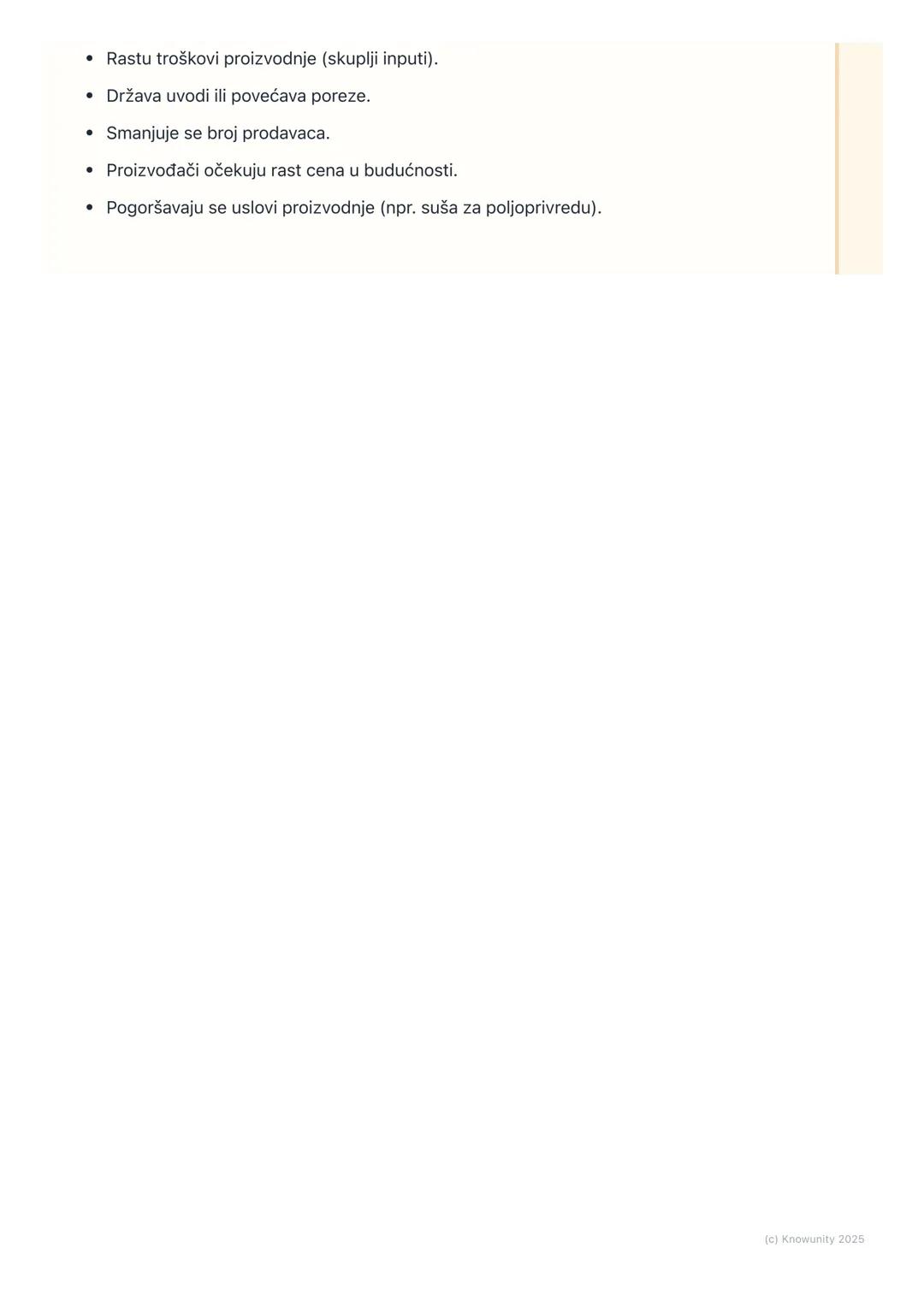 # Faktori koji utiču na promenu
ponude

Uvod u promenu ponude

Ponuda predstavlja količinu dobara koju su proizvođači spremni da prodaju po
