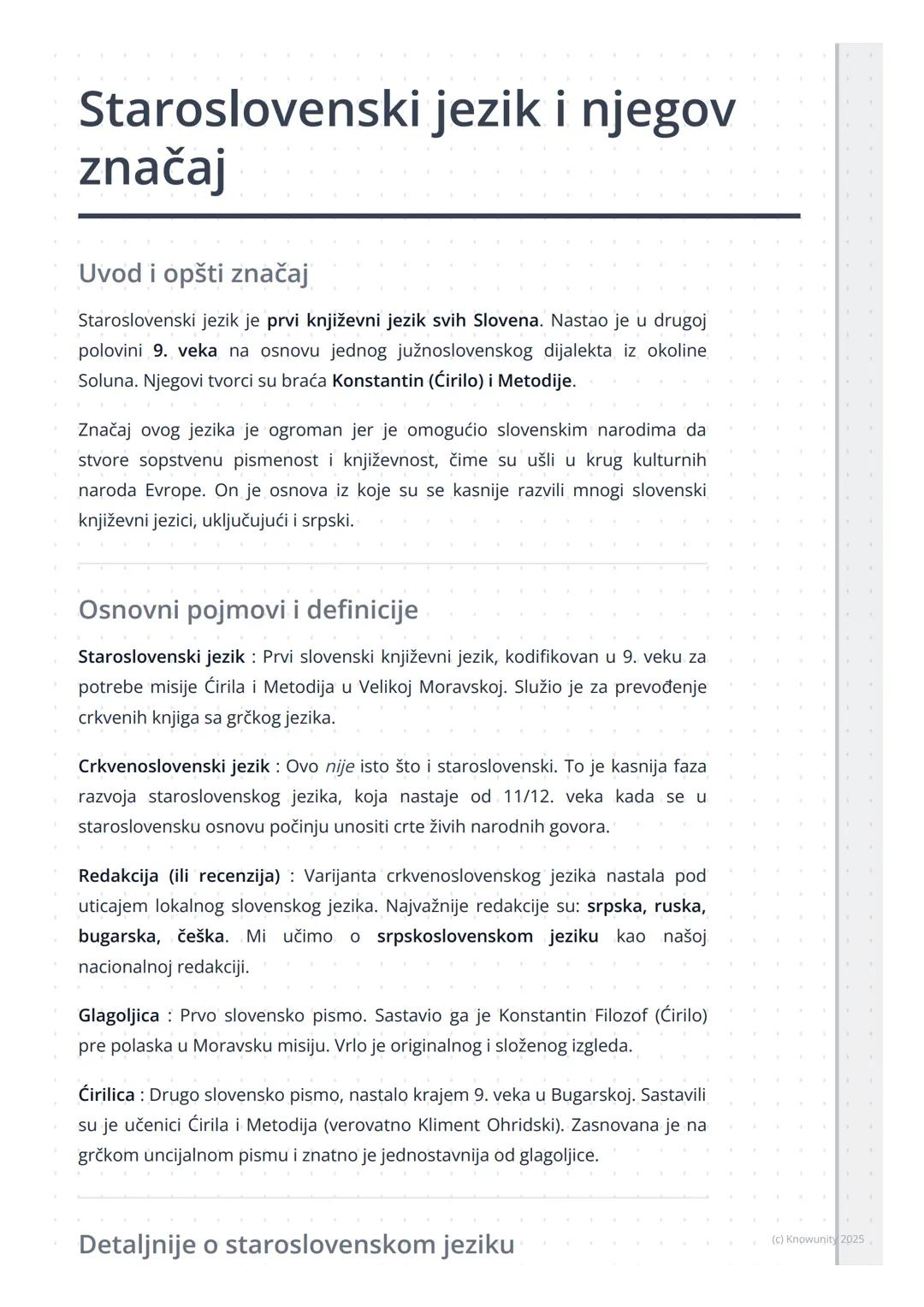 # Staroslovenski jezik i njegov
značaj

Uvod i opšti značaj

Staroslovenski jezik je prvi književni jezik svih Slovena. Nastao je u drugoj
p