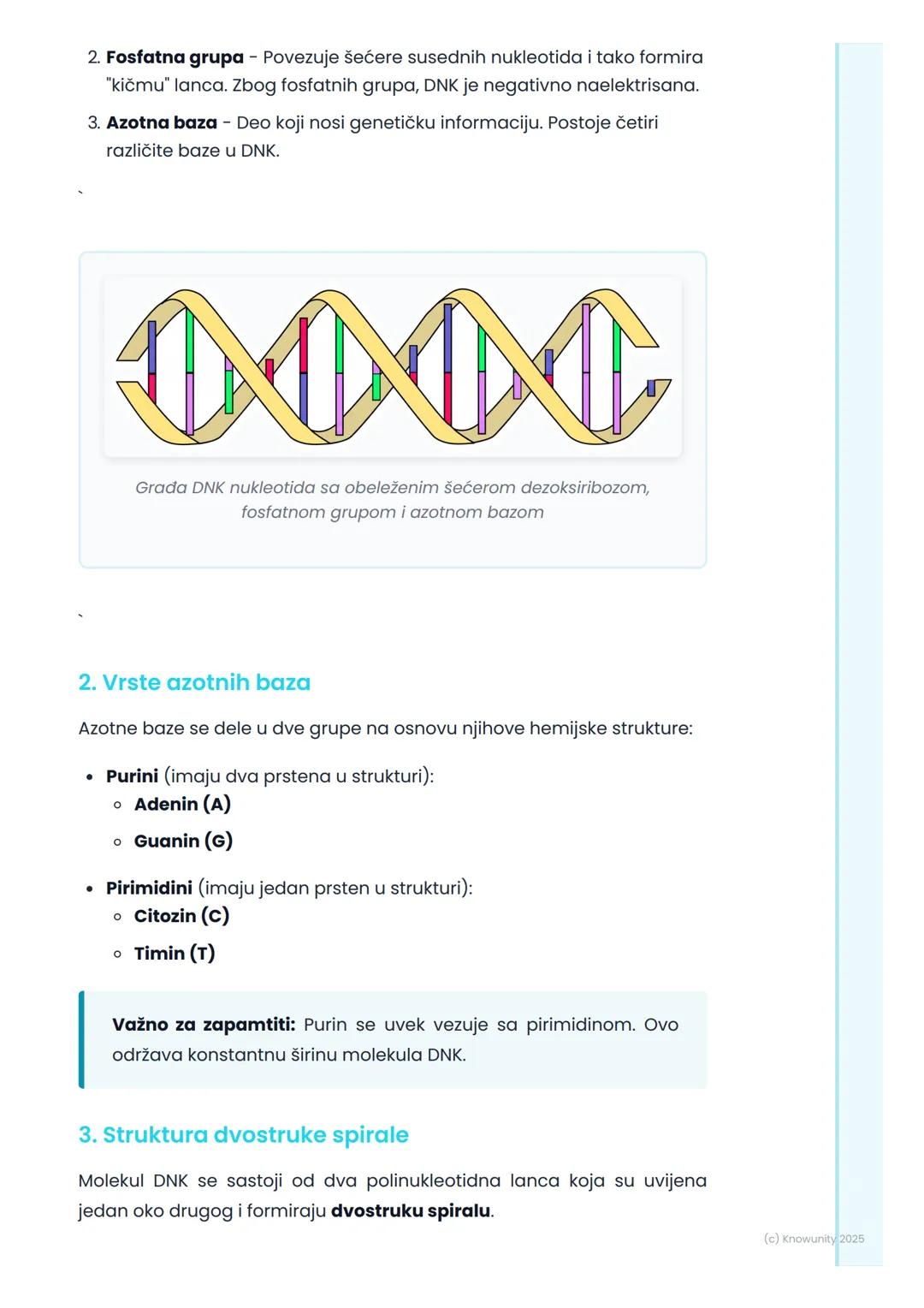 # Građa i funkcija DNK

Uvod u DNK

Dezoksiribonukleinska kiselina, ili skraćeno DNK, je ogroman molekul koji
se nalazi u našim ćelijama. On