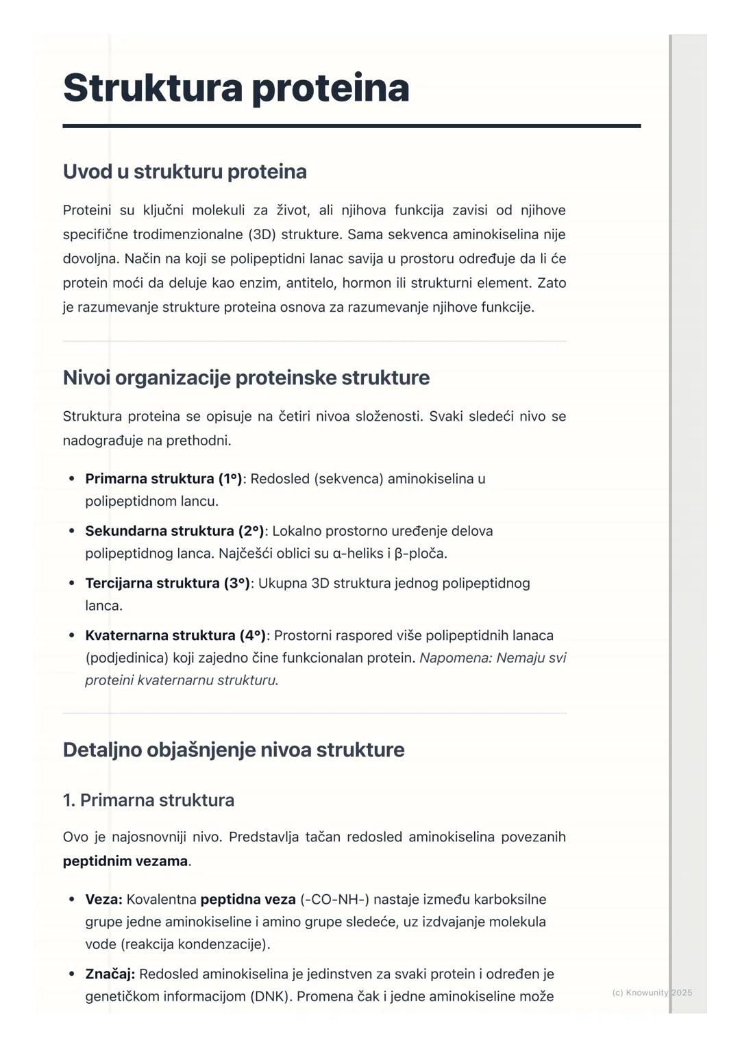 # Struktura proteina

Uvod u strukturu proteina

Proteini su ključni molekuli za život, ali njihova funkcija zavisi od njihove
specifične tr