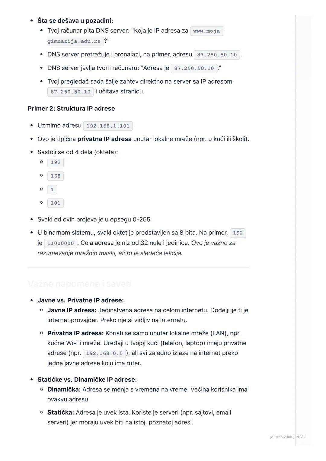 # Adresiranje na Internetu

Uvod u adresiranje na internetu

Svaki uređaj povezan na internet (kompjuter, telefon, tablet...) mora da ima
je