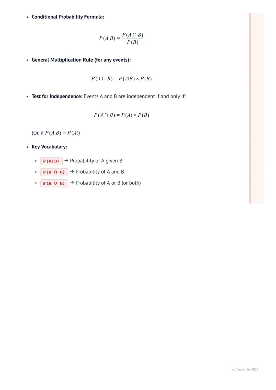 # Conditional Probability and
Independence

What is conditional probability?

This is about how the probability of an event changes when we 