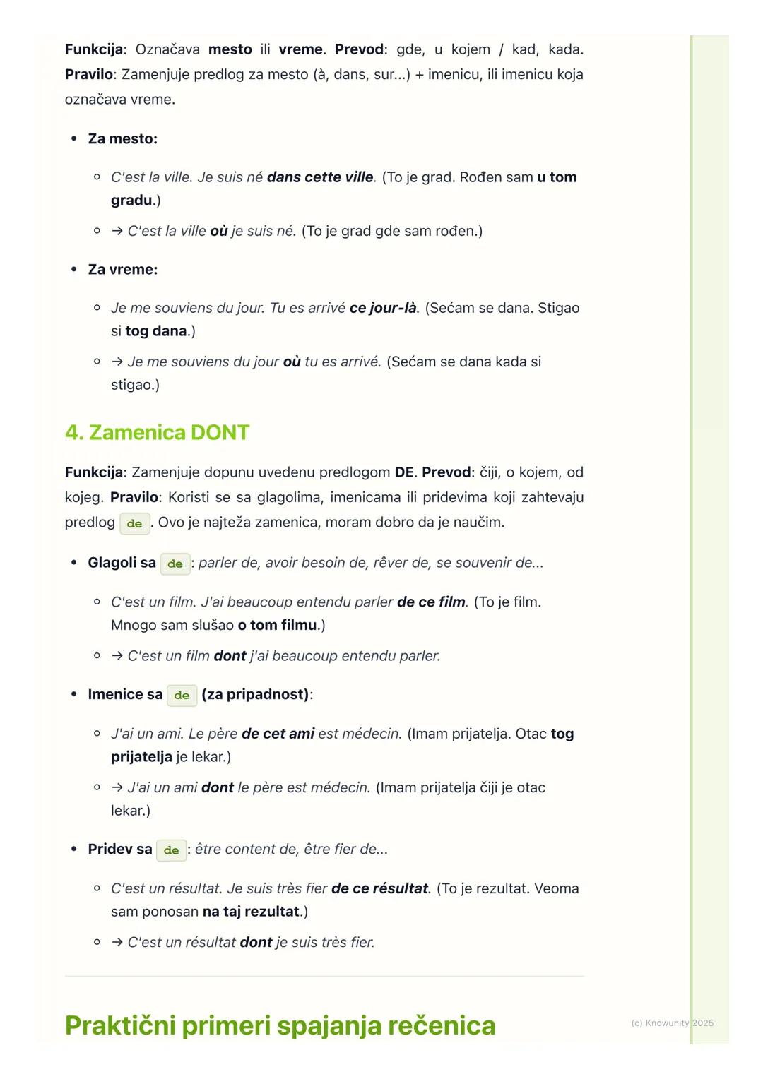 # Relativne zamenice (Qui, Que,
Où, Dont)

Uvod u relativne zamenice

Relativne zamenice (les pronoms relatifs) su reči koje koristimo da
po