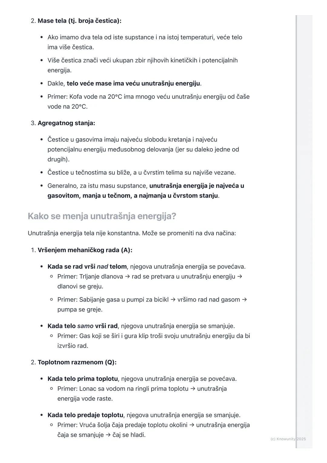 # Unutrašnja energija i toplota

Uvod u unutrašnju energiju i toplotu

Sva tela oko nas, čvrsta, tečna i gasovita, sastoje se od ogromnog br