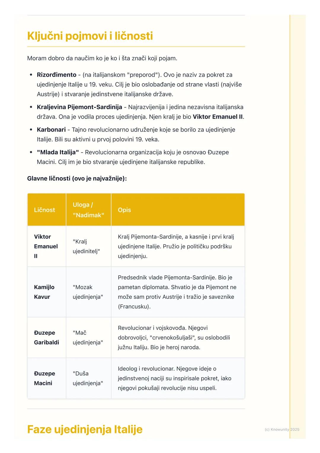 # Ujedinjenje Italije

Uvod: Italija pre ujedinjenja

Posle Bečkog kongresa 1815. godine, Italija nije bila jedinstvena država. Bila je
pode