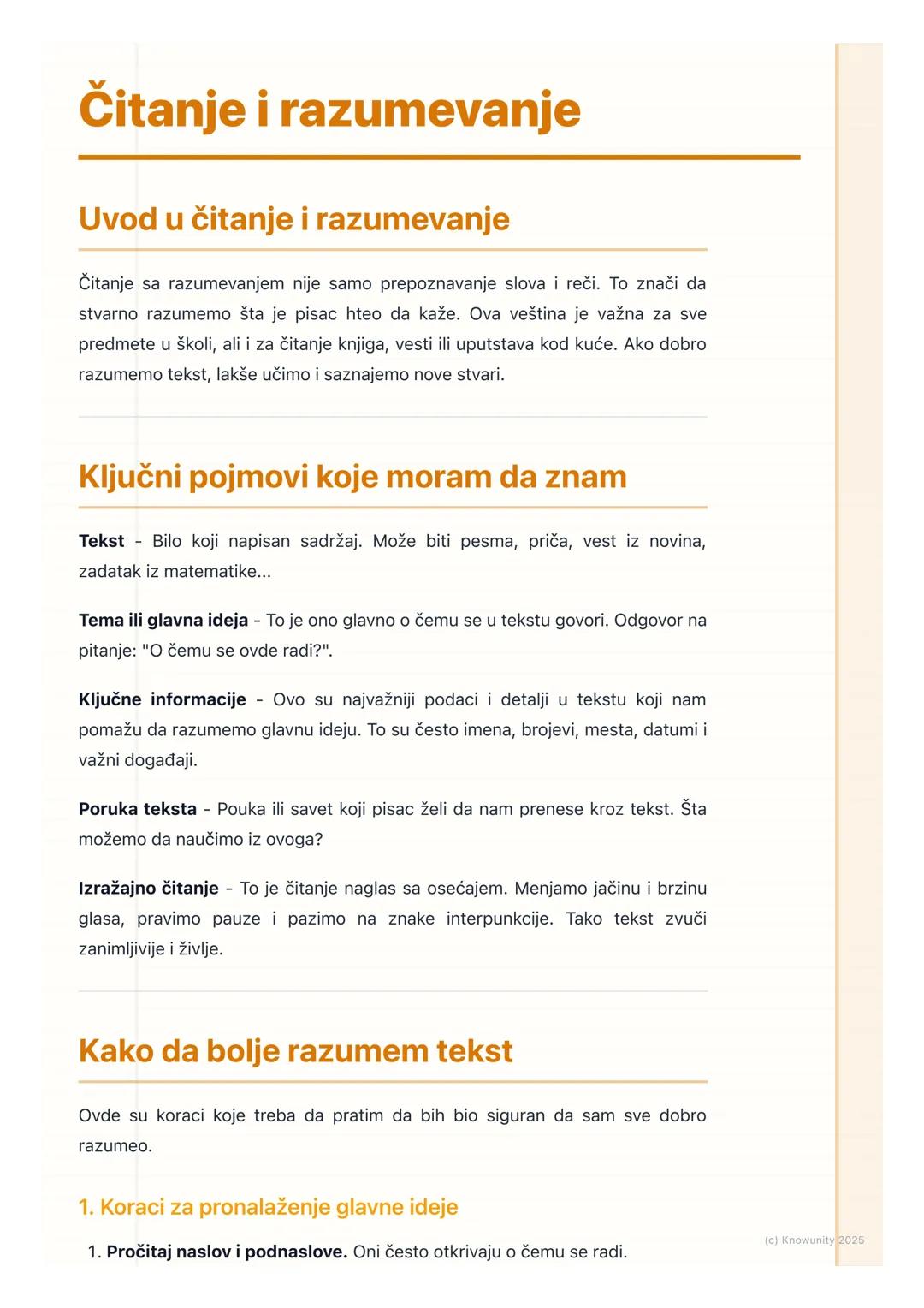 # Čitanje i razumevanje

## Uvod u čitanje i razumevanje

Čitanje sa razumevanjem nije samo prepoznavanje slova i reči. To znači da
stvarno 