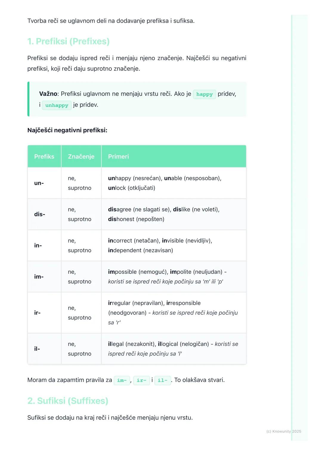 # Tvorba reči

Uvod u tvorbu reči

Tvorba reči (Word Formation) je proces stvaranja novih reči od postojećih. Ovo
je super korisno jer ne mo