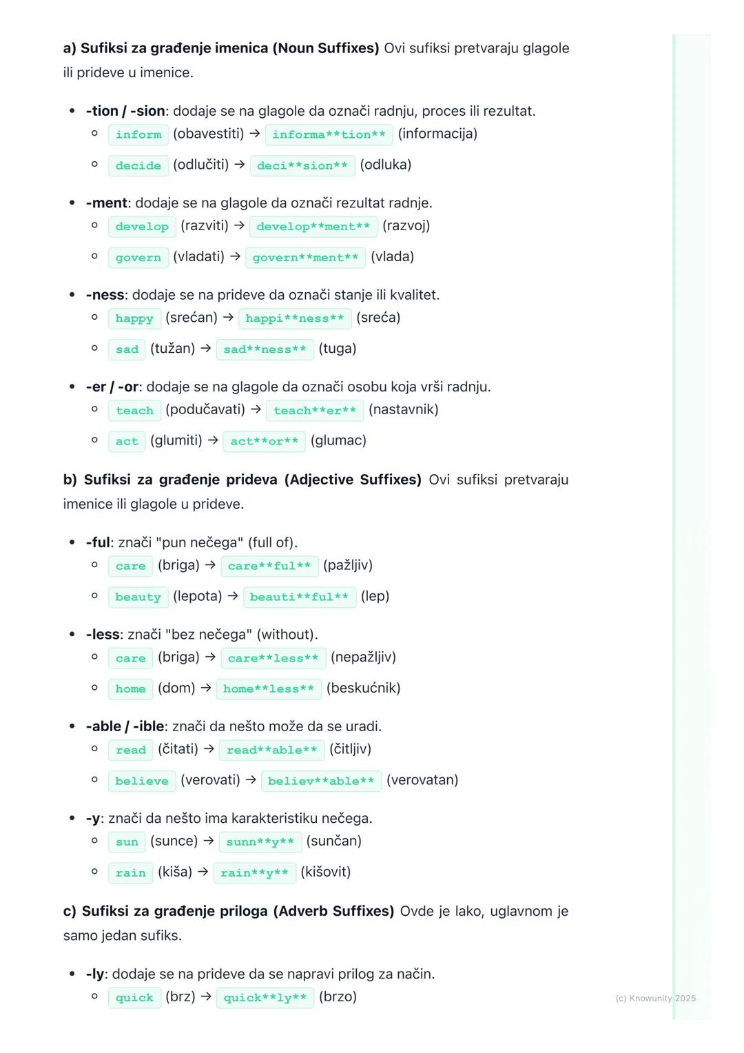 # Tvorba reči

Uvod u tvorbu reči

Tvorba reči (Word Formation) je proces stvaranja novih reči od postojećih. Ovo
je super korisno jer ne mo