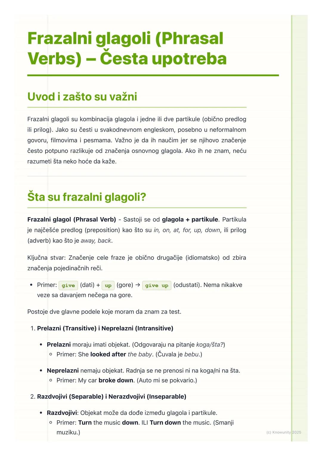 # Frazalni glagoli (Phrasal
Verbs) - Česta upotreba

Uvod i zašto su važni

Frazalni glagoli su kombinacija glagola i jedne ili dve partikul