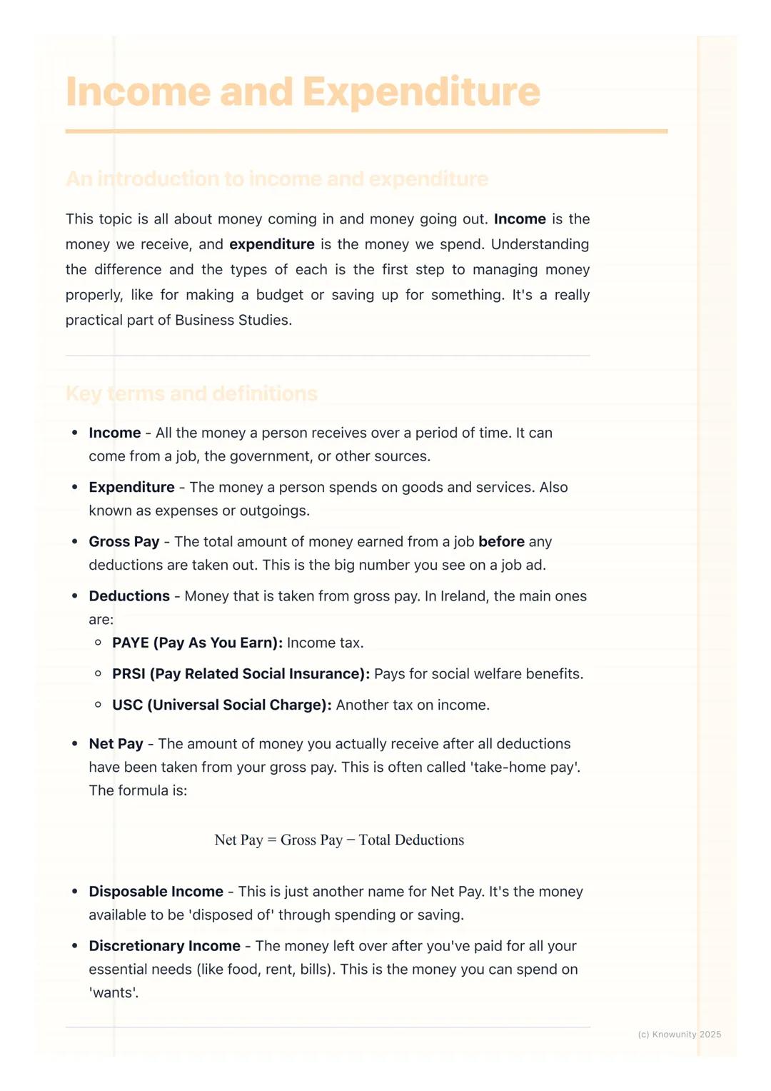 # Income and Expenditure

An introduction to income and expenditure

This topic is all about money coming in and money going out. Income is 