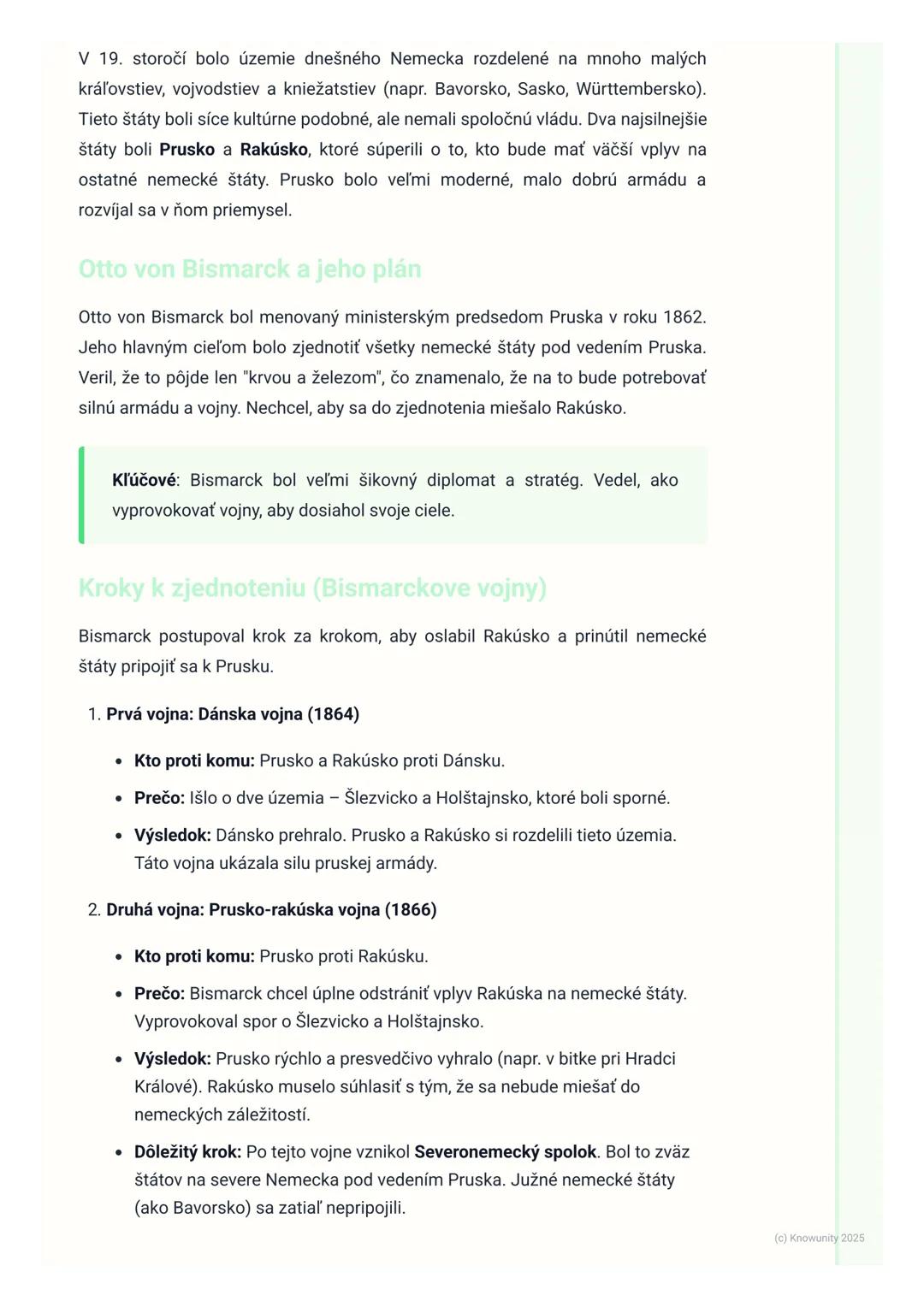 # Zjednotenie Nemecka

1. Prehľad zjednotenia Nemecka

Predtým, ako vzniklo Nemecko, ako ho poznáme dnes, existovalo veľa malých
nemeckých š