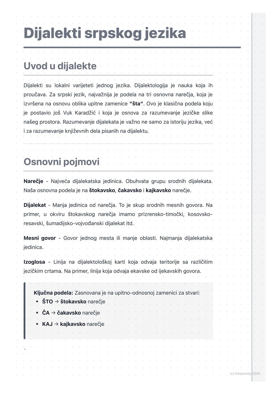 # Dijalekti srpskog jezika

## Uvod u dijalekte

Dijalekti su lokalni varijeteti jednog jezika. Dijalektologija je nauka koja ih
proučava. Z