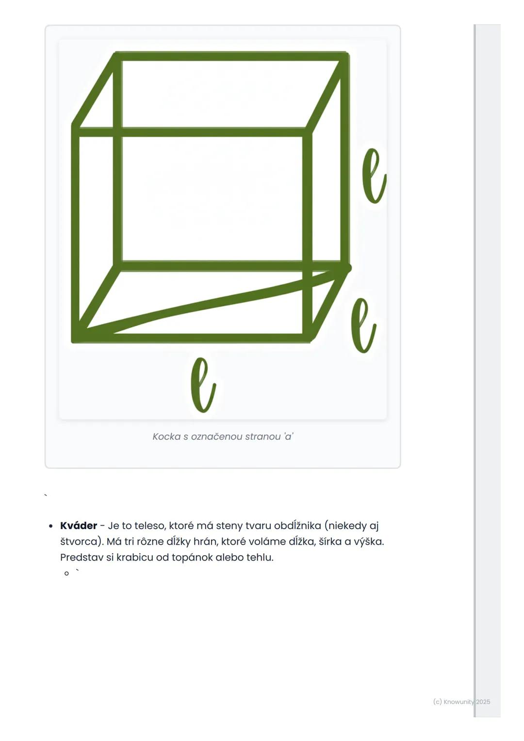 # Objem kocky a kvádra

1. Prehľad objemu kocky a kvádra

Ahoj! Dnes si zopakujeme, ako vypočítať objem kocky a kvádra. Je to
dôležité, lebo