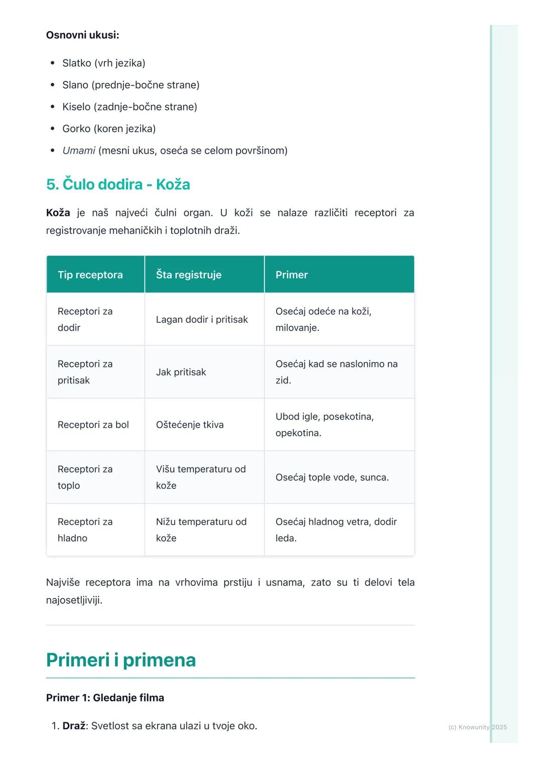 # Čula

## Opšte o čulima

Čula nam omogućavaju da primamo informacije iz spoljašnje sredine. To su
naši "prozori u svet". Bez njih ne bismo