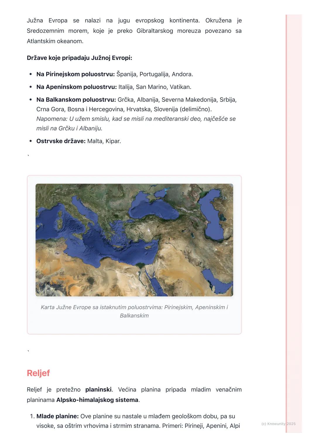 # Opšte karakteristike Južne
Evrope

Opšte karakteristike Južne Evrope

Južna Evropa obuhvata tri velika poluostrva u Sredozemnom moru: Piri