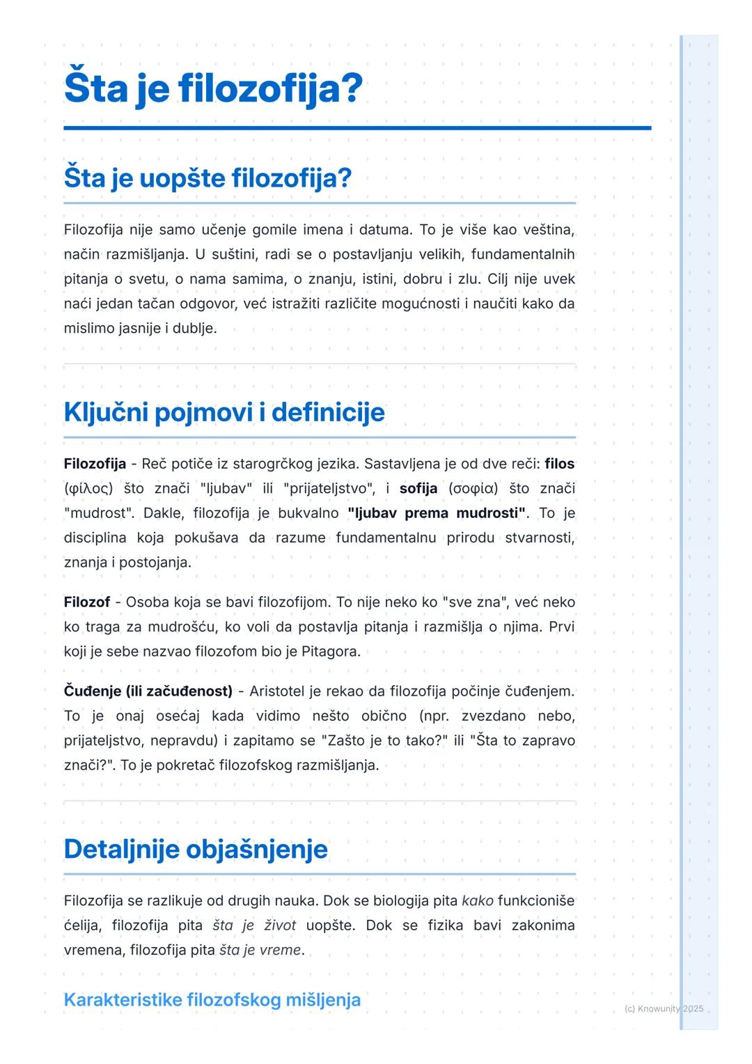 # Šta je filozofija?

# Šta je uopšte filozofija?

Filozofija nije samo učenje gomile imena i datuma. To je više kao veština,
način razmišlj
