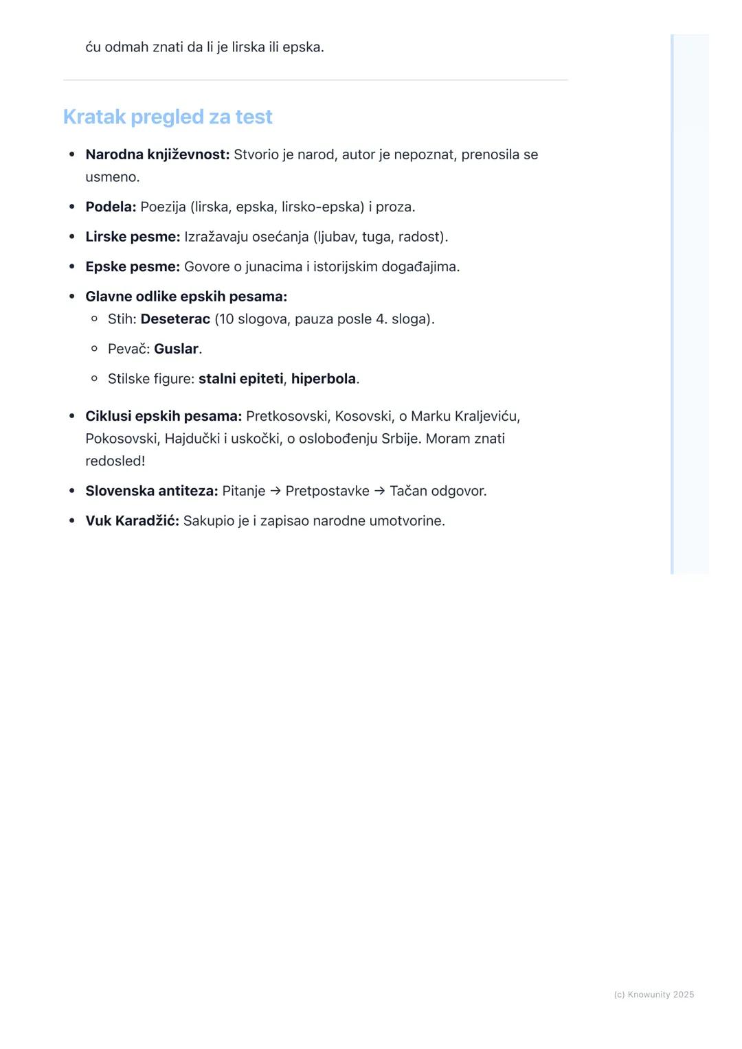 # Narodna književnost

Uvod u narodnu književnost

Narodna književnost, koja se još zove i usmena književnost, nastala je davno u
narodu. Pr