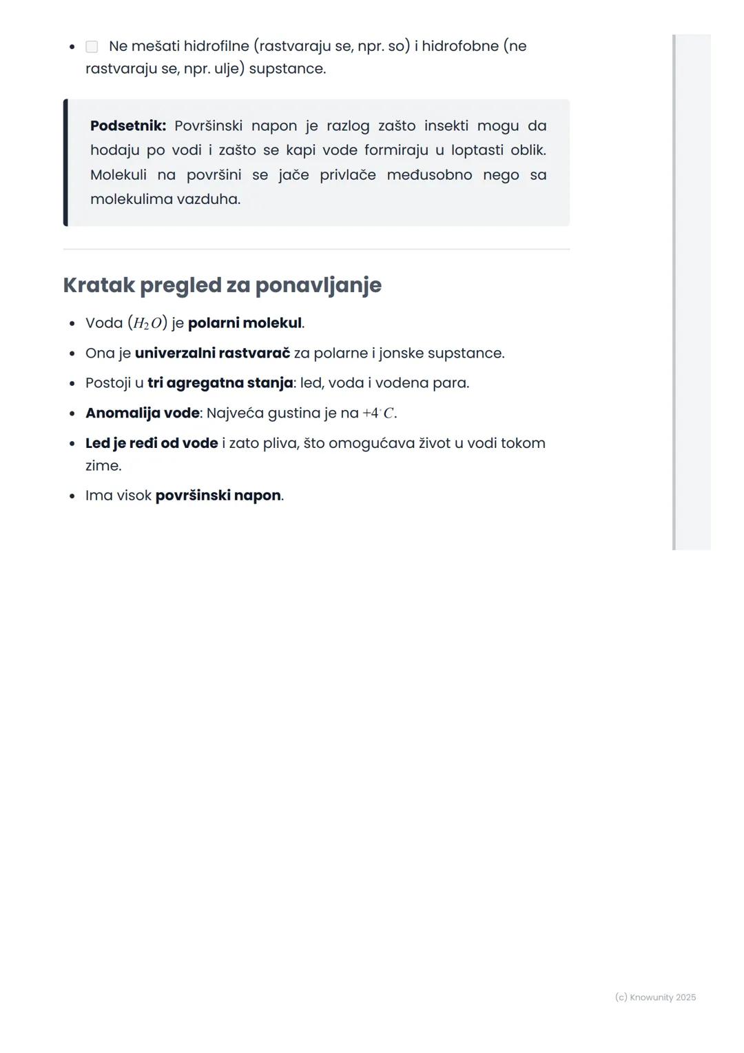 # Osobine vode

Uvod u osobine vode

Voda je najvažnija supstanca za život na Zemlji. Njena hemijska formula
je H2O. Sastoji se od dva atoma