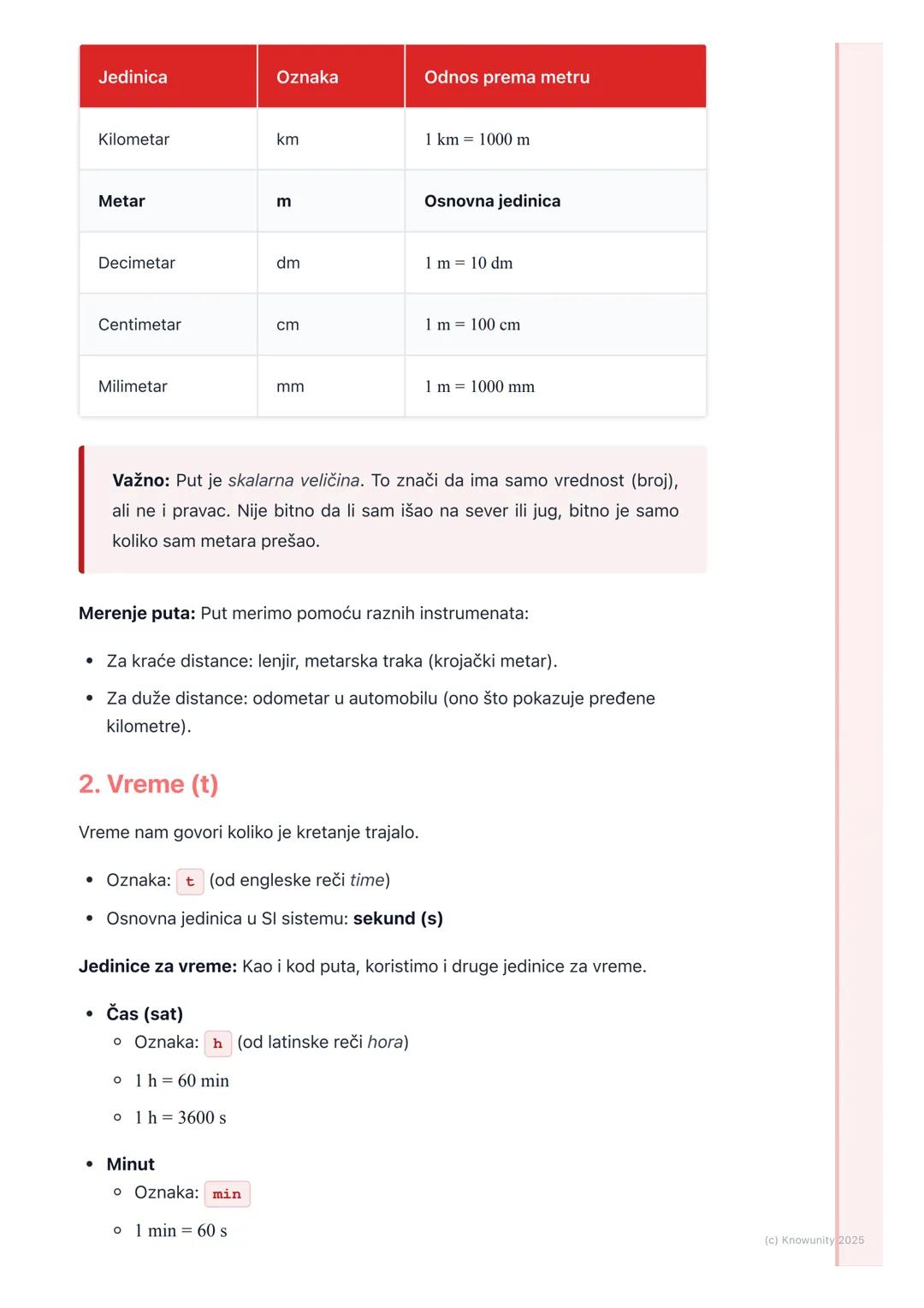 # Put i vreme

## Uvod u put i vreme

Da bismo opisali bilo koje kretanje, moramo da znamo dve osnovne stvari:
koliko daleko se nešto pomeri