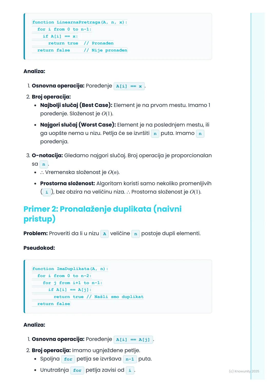 # Analiza složenosti
algoritama

Uvod u analizu složenosti algoritama

Analiza složenosti algoritama nam pomaže da razumemo koliko je neki
a