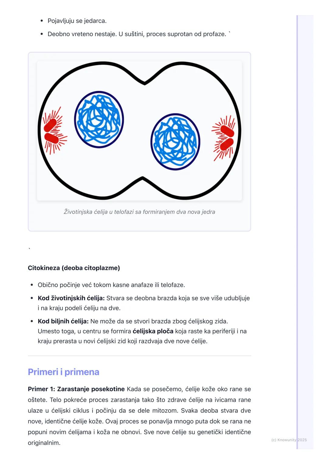 # Ćelijski ciklus i mitoza

Uvod u ćelijski ciklus

Ćelijski ciklus je životni put jedne ćelije, od njenog nastanka deobom majke
ćelije do t