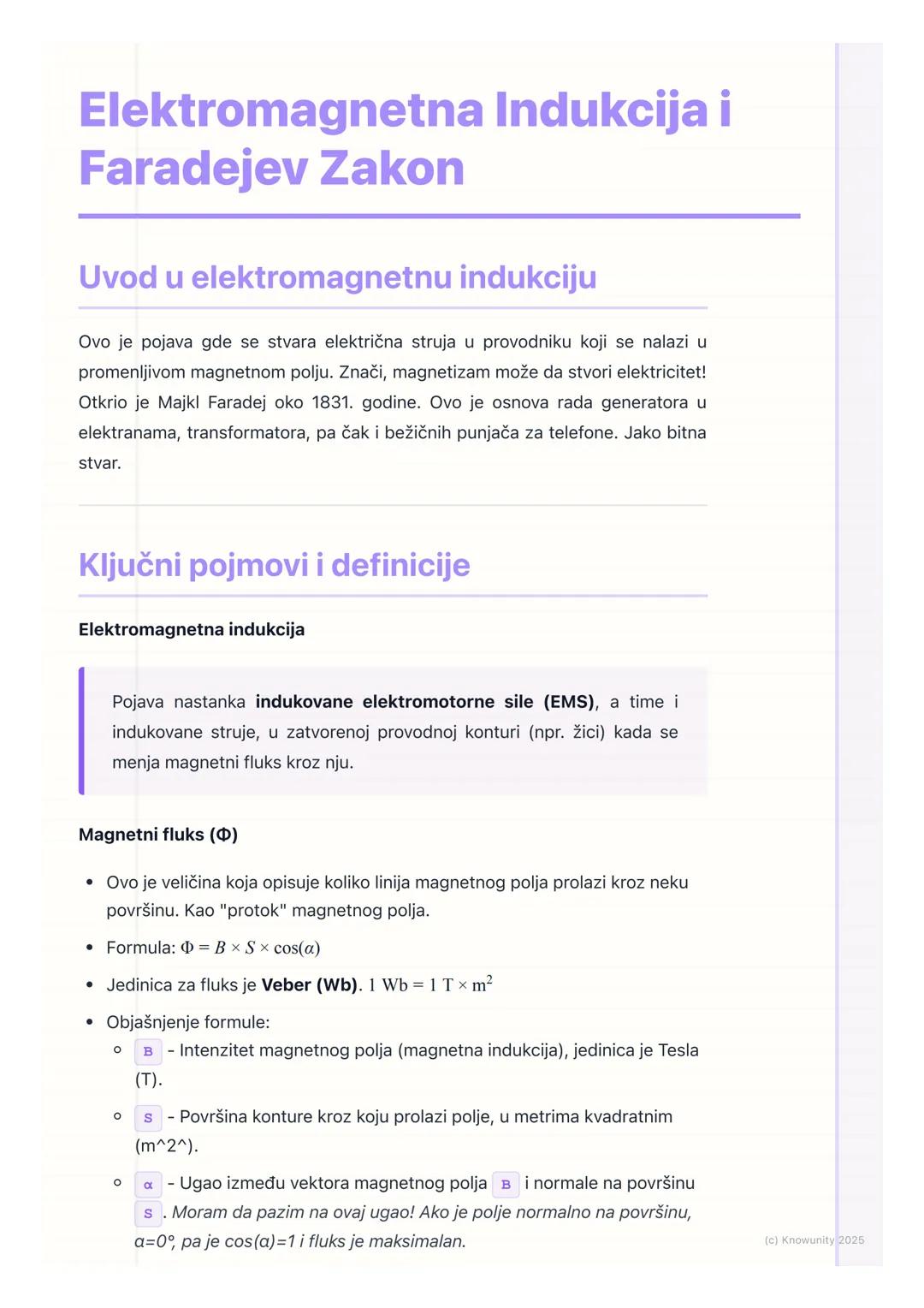 # Elektromagnetna Indukcija i
Faradejev Zakon

Uvod u elektromagnetnu indukciju

Ovo je pojava gde se stvara električna struja u provodniku 