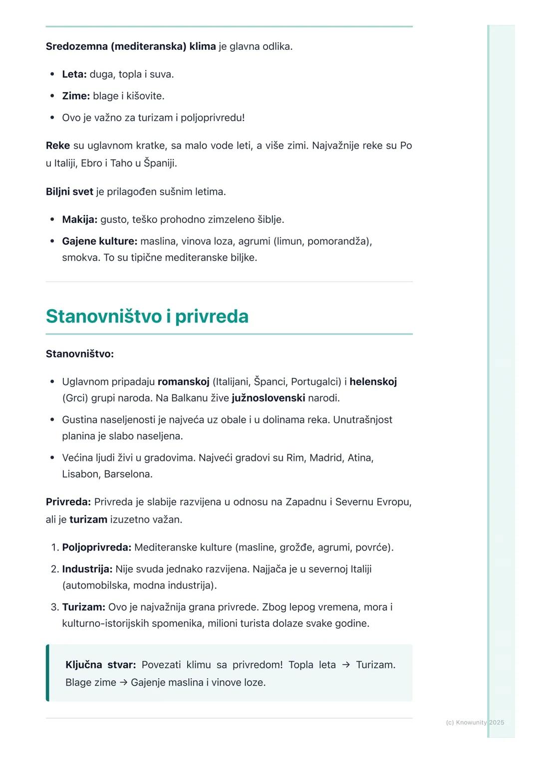 # Južna Evropa

## Opšte karakteristike Južne Evrope

Južna Evropa obuhvata tri velika poluostrva koja zalaze duboko u Sredozemno
more: Pire
