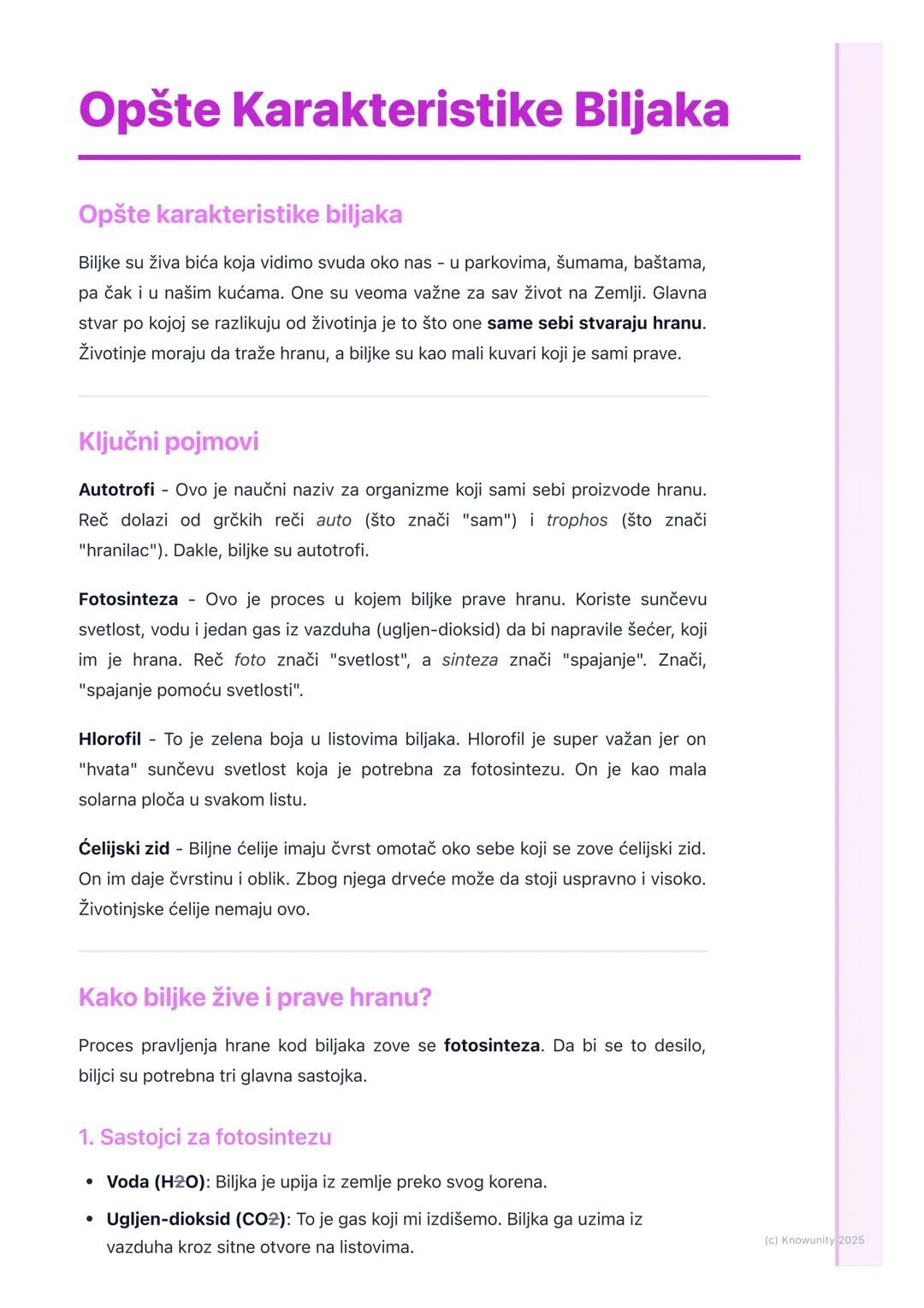 # Opšte Karakteristike Biljaka

Opšte karakteristike biljaka

Biljke su živa bića koja vidimo svuda oko nas - u parkovima, šumama, baštama,
