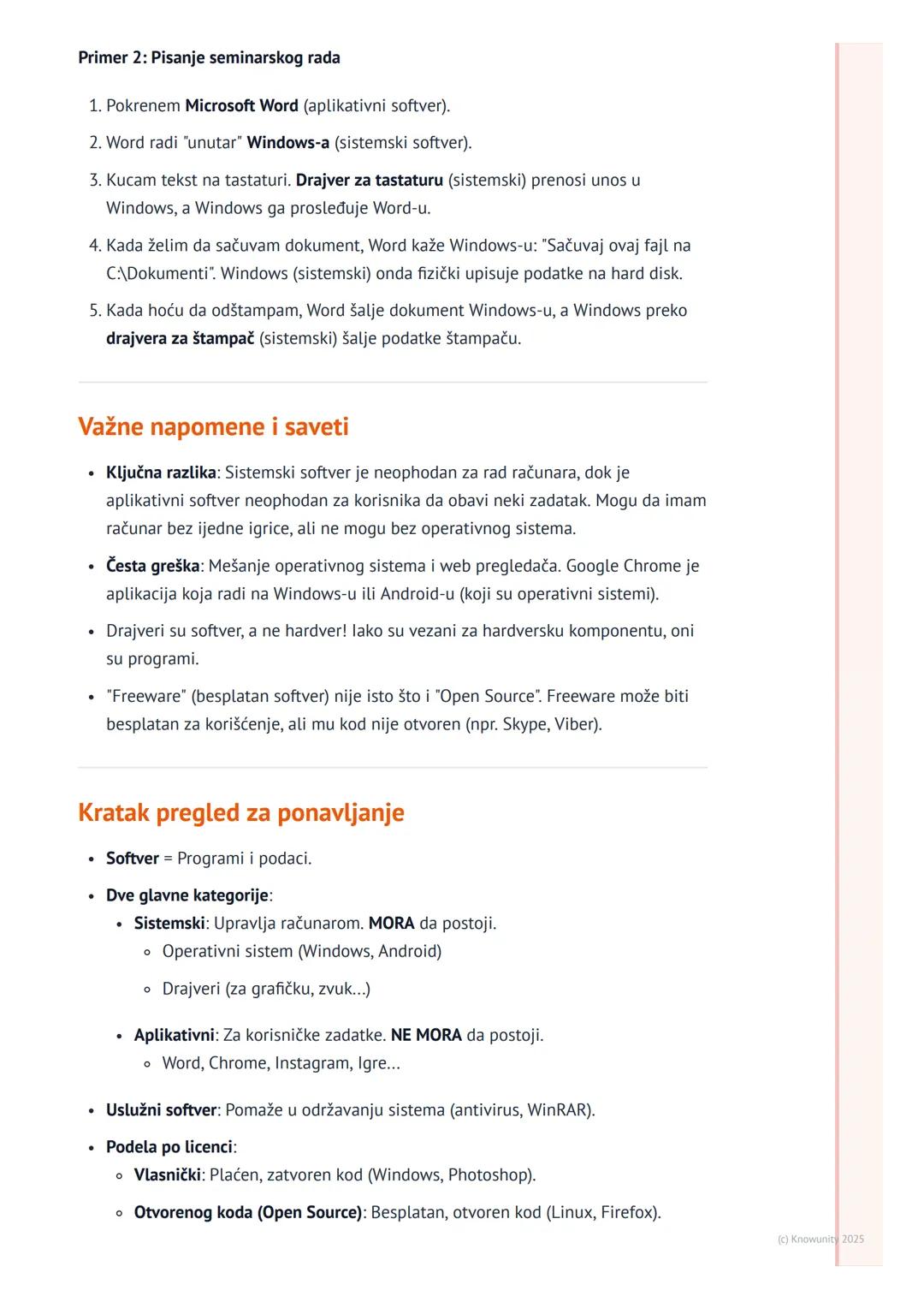 # Kategorije softvera

Uvod u kategorije softvera

Softver je skup instrukcija, podataka ili programa koji se koriste za upravljanje
računar