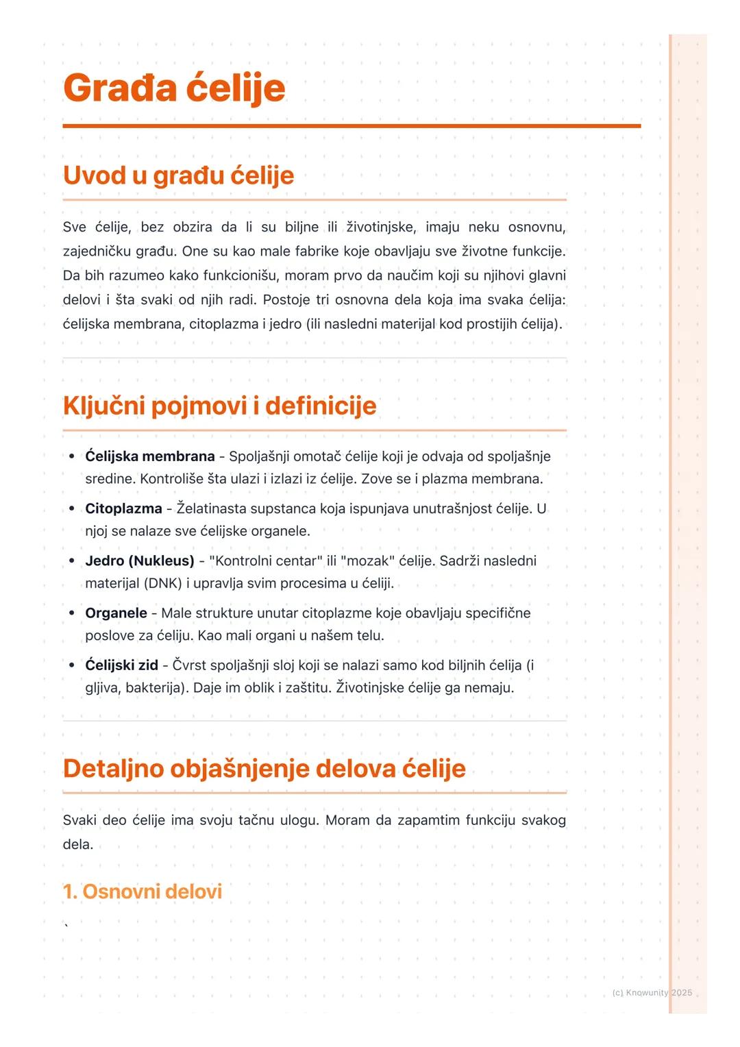 # Građa ćelije

## Uvod u građu ćelije

Sve ćelije, bez obzira da li su biljne ili životinjske, imaju neku osnovnu,
zajedničku građu. One su