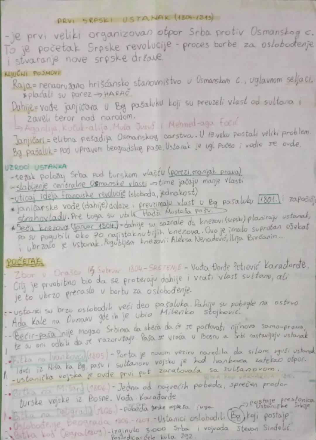 # PRVI SRPSKI USTANAK (1804-1313)

-je prvi veliki organizovan otpor Srba protiv Osmanskog c.
To je početak Srpske revolucije - proces borbe