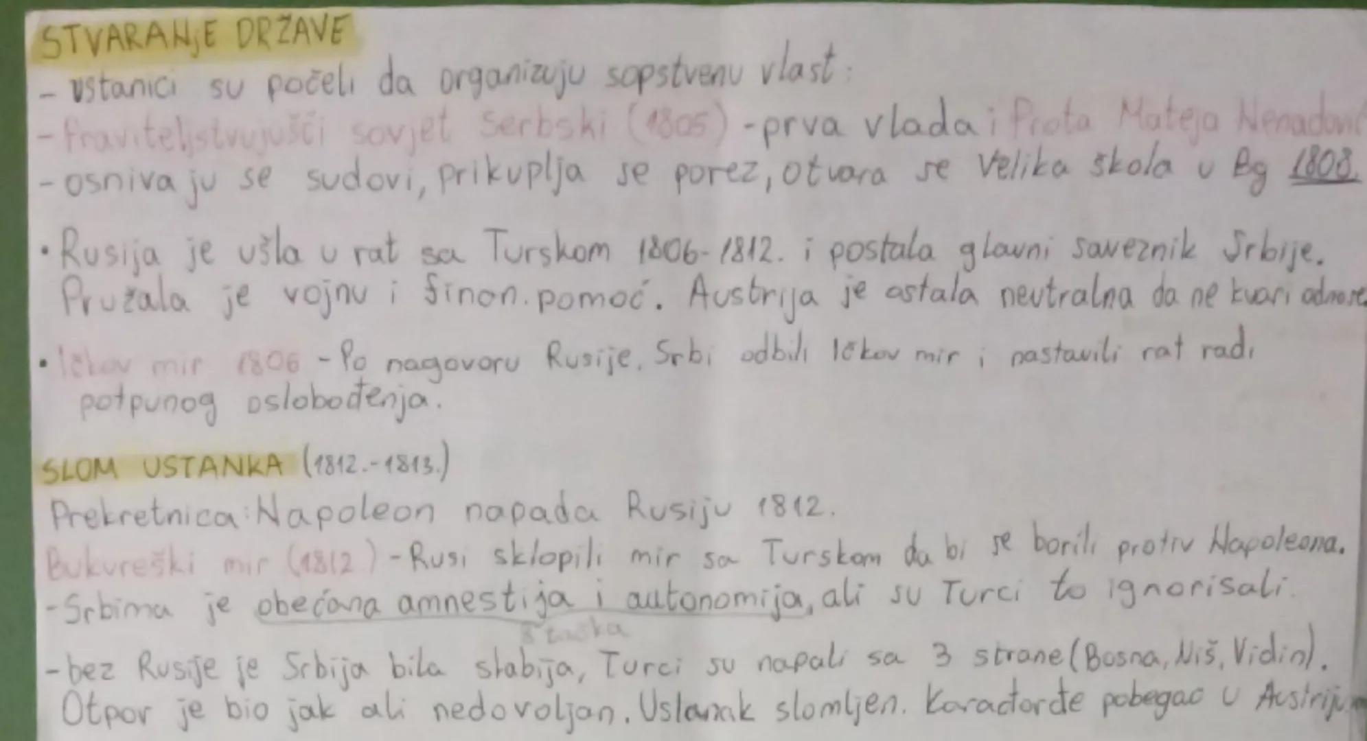 # PRVI SRPSKI USTANAK (1804-1313)

-je prvi veliki organizovan otpor Srba protiv Osmanskog c.
To je početak Srpske revolucije - proces borbe