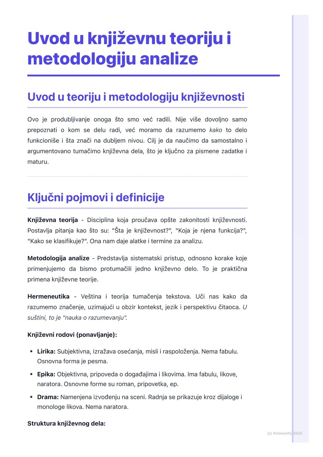 # Uvod u književnu teoriju i
metodologiju analize

Uvod u teoriju i metodologiju književnosti

Ovo je produbljivanje onoga što smo već radil